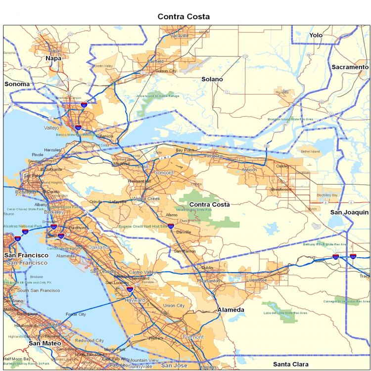 Contra Costa County, CA | California Maps - Map of California ...